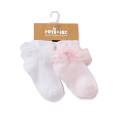 Piper & Jax Baby Girls 2 Pair Crew Socks