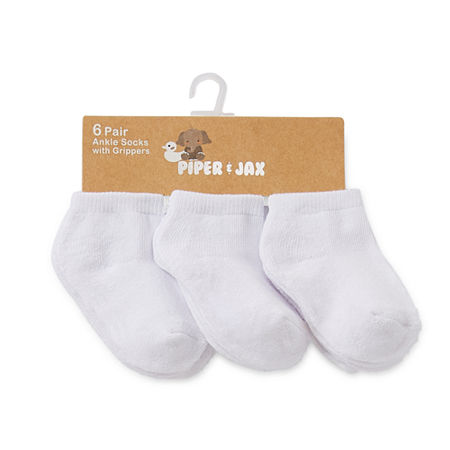 Piper & Jax Baby Boys 6 Pair Crew Socks, 6-12 Months, White