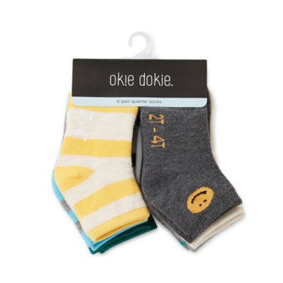 Okie Dokie Toddler Boys 6 Pair Quarter Socks
