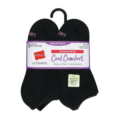 Hanes Cool Comfort Cushion 8 Pair No Show Socks Womens