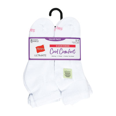 Hanes Cool Comfort Cushion Womens Multi-Pack 8 Pair Quarter Ankle Socks
