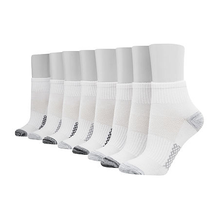 Hanes Cool Comfort Breathable 8 Pair Quarter Ankle Socks Womens, 9-11, White -  12229860075