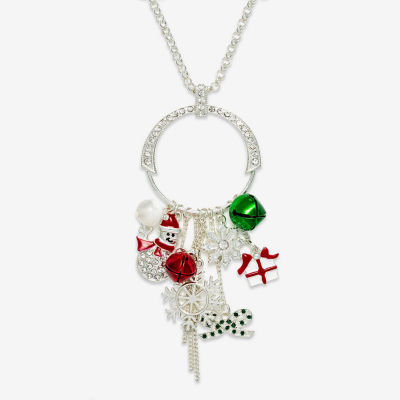 Mixit Holiday Cluster Charm Glass 32 Inch Rolo Pendant Necklace