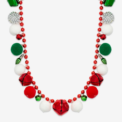 Mixit Holiday Pom Pom Charm 30 Inch Bead Beaded Necklace