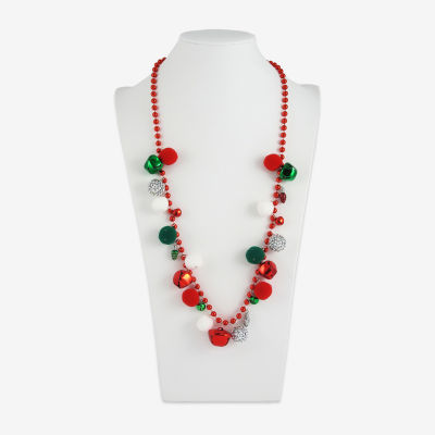 Mixit Holiday Pom Pom Charm 30 Inch Bead Beaded Necklace