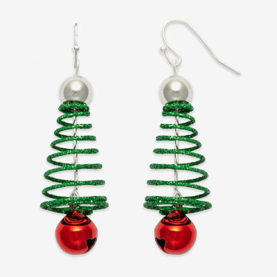 Mixit Spiral Christmas Tree Stainless Steel Drop Earrings