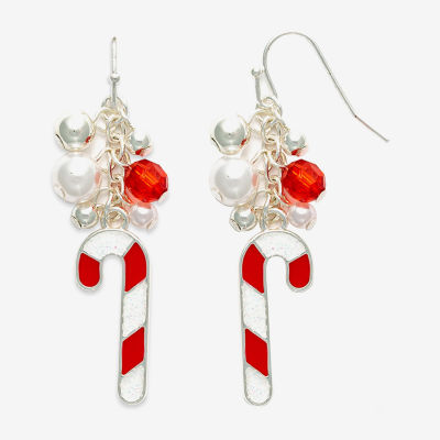 Mixit Candy Cane Glass Drop Earrings