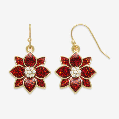 Mixit Poinsetta Cubic Zirconia Flower Drop Earrings