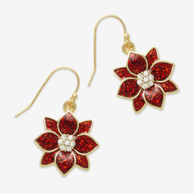 Mixit Poinsetta Cubic Zirconia Flower Drop Earrings