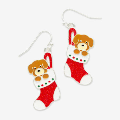 Mixit Puppy Stocking 16.3mm Stud Earrings