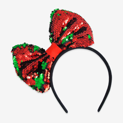 Mixit Red And Green Sequin Bow Womens Headband