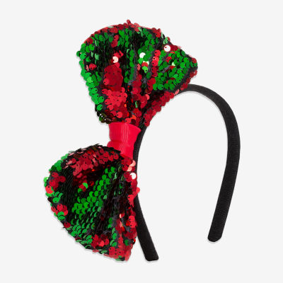 Mixit Red And Green Sequin Bow Womens Headband