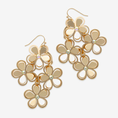 Bold Elements Glass Flower Drop Earrings