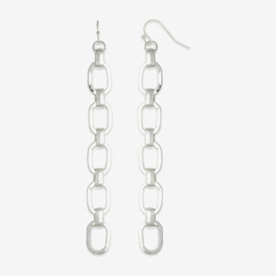 Bold Elements Chain Link Linear Womens Stainless Steel Drop Earrings