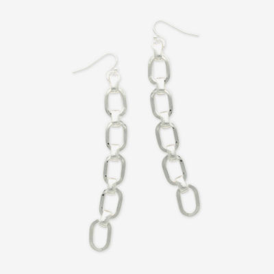 Bold Elements Chain Link Linear Womens Stainless Steel Drop Earrings