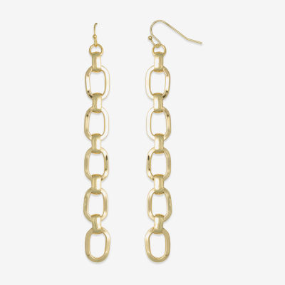 Bold Elements Chain Link Linear Stainless Steel Drop Earrings