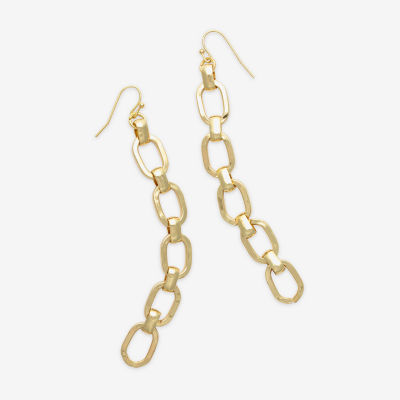 Bold Elements Chain Link Linear Stainless Steel Drop Earrings