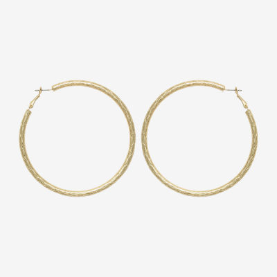 Bold Elements Diamond-Cut 79.1mm Hoop Earrings