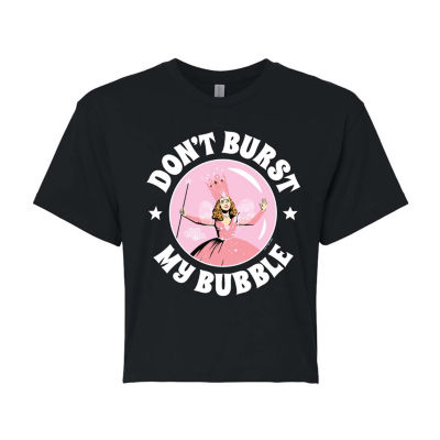 Juniors Wizard of Oz Glinda Don'T Burst My Bubble Cropped Tee Womens Crew Neck Short Sleeve The Graphic T-Shirt