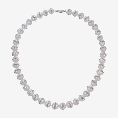 Cultured Freshwater Pearl & Crystal  Accent Necklace