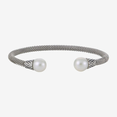 9-9.5Mm Cultured Freshwater Pearl Sterling Silver Cuff Bracelet