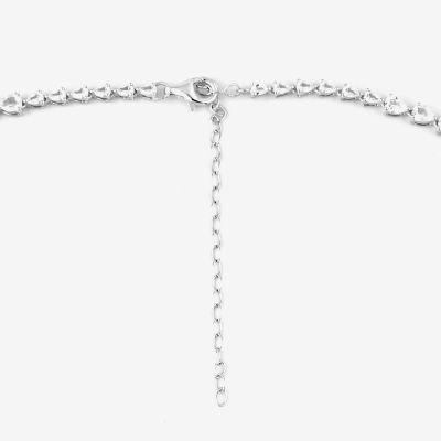 Womens Lab Created White Sapphire Sterling Silver Pendant Necklace