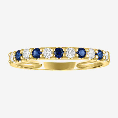 Womens Lab Created Blue Sapphire 10K Gold Cocktail Ring