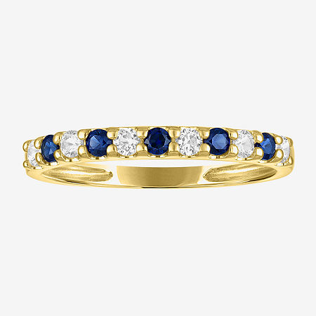 Womens Lab Created Gemstone 10K Gold Band, 8, Blue Sapphire