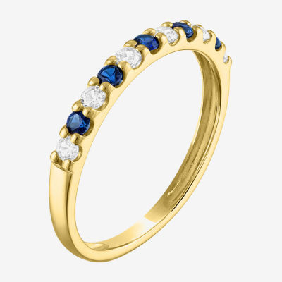 Womens Lab Created Blue Sapphire 10K Gold Cocktail Ring