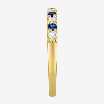 Womens Lab Created Blue Sapphire 10K Gold Cocktail Ring