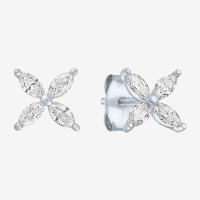 Diamond Addiction (G-H / Si2-I1) 1/3 CT. T.W. Lab Grown White Diamond 10K White Gold Flower Stud Earrings
