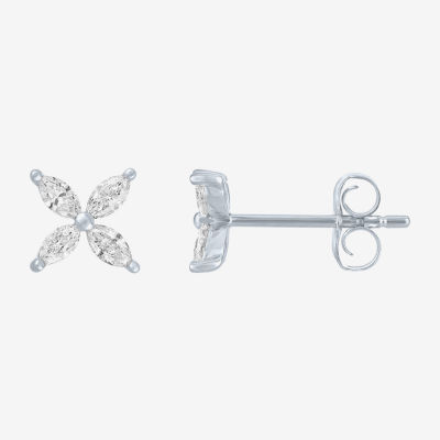Diamond Addiction (G-H / Si2-I1) 1/3 CT. T.W. Lab Grown White Diamond 10K White Gold Flower Stud Earrings