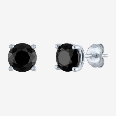 2 CT. T.W. Natural Black Diamond 10K White Gold 6.5mm Round Stud Earrings