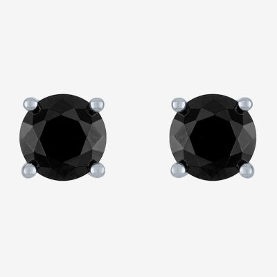 2 CT. T.W. Natural Black Diamond 10K White Gold 6.5mm Round Stud Earrings