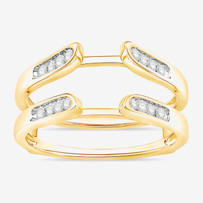 Womens 1/4 CT. T.W. Natural White Diamond 10K Gold Wedding Ring Guard