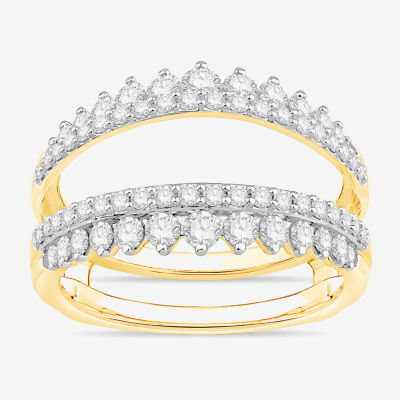 Womens 1 CT. T.W. Natural White Diamond 10K Gold Wedding Ring Guard