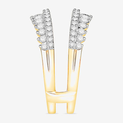 Womens 1 CT. T.W. Natural White Diamond 10K Gold Wedding Ring Guard