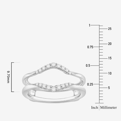 Womens 1/5 CT. Natural White Diamond 10K White Gold Wedding Ring Guard