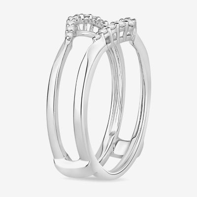 Womens 1/5 CT. Natural White Diamond 10K White Gold Wedding Ring Guard