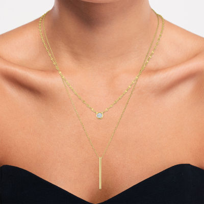 Yes, Please! (G-H / I1-I2) Womens 2-pc. Diamond Accent Lab Grown White Diamond 14K Gold Over Silver Round Necklace Set