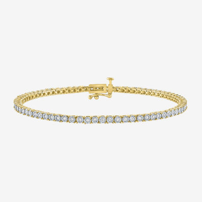 (G-H / I1-I2) 1/2 CT. T.W. Lab Grown White Diamond 14K Gold Over Silver Sterling Silver 7.25 Inch Tennis Bracelet