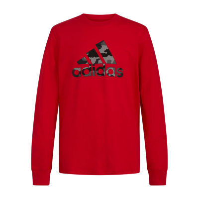 adidas Little Boys Round Neck Long Sleeve Graphic T-Shirt