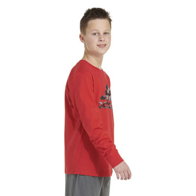 adidas Little Boys Round Neck Long Sleeve Graphic T-Shirt