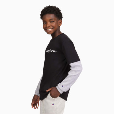 Champion Big Boys Crew Neck Long Sleeve T-Shirt