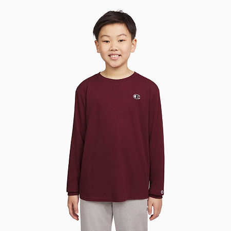 Champion Big Boys Crew Neck Long Sleeve T-Shirt, Large (14-16), Red