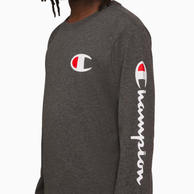 Champion Big Kid Boys Crew Neck Long Sleeve Active T-Shirt