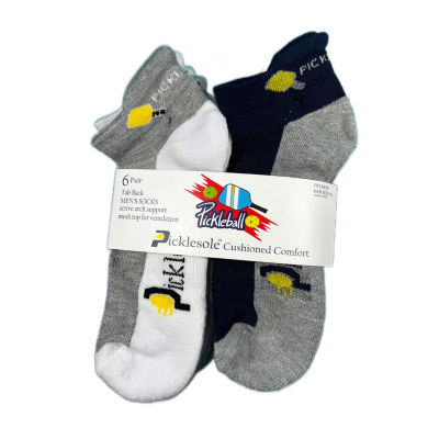 PickleSole Pickleball Heel Tab 6 Pair Low Cut Socks Mens