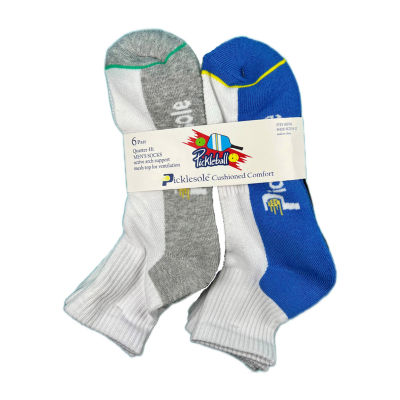 PickleSole Pickleball 6 Pair Quarter Ankle Socks Mens