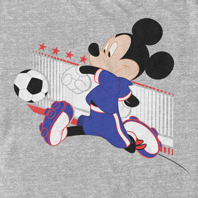 Mens Short Sleeve Mickey Mouse Soccer Graphic T-Shirt
