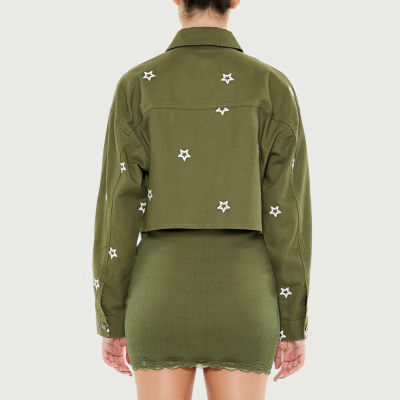 Forever 21 Embroidered Twill Lightweight Womens Juniors Cropped Jacket